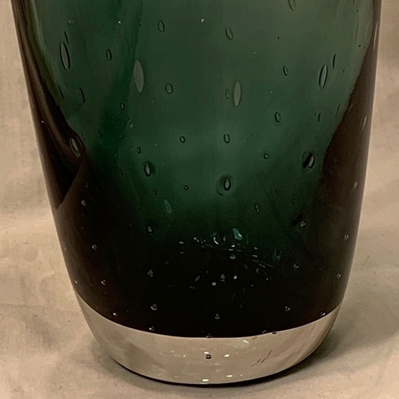 Handblown, Controlled Bubbles, Ombré Art Glass Vase Tumbler Blue/Green - Picture 5 of 10